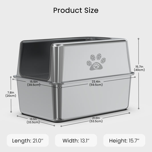 21-inch covered stainless steel litter box dimensions