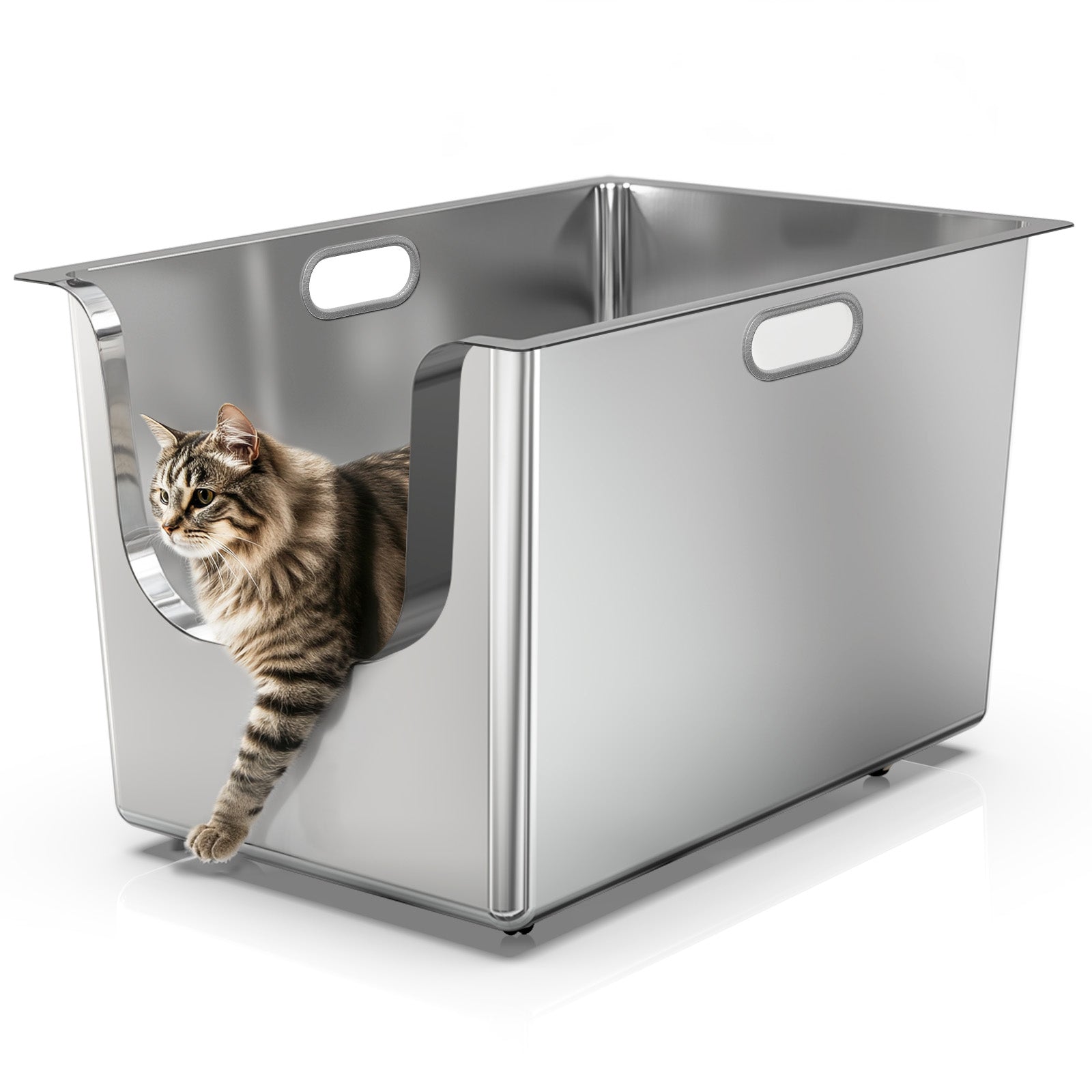 【MOTHER'S DAY SALE】Ptlom High-Sided Cat Litter Box -Side Entry