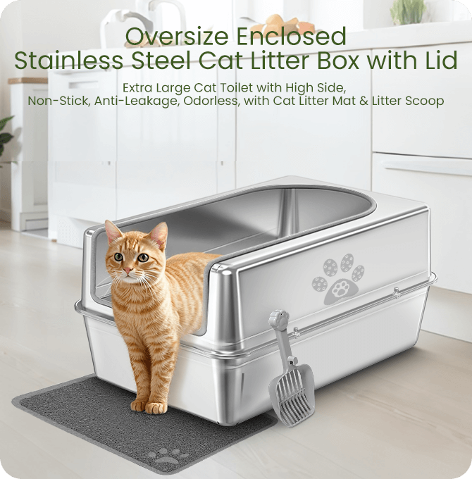 WoofiGo Stainless Steel Cat Litter Box, XL Top Entry Litter Box for WoofiGo Stainless Steel Cat Litter Box, XL Top Entry Litter Box for