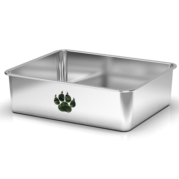 【Limited 20% Sale】High Side Cats Toilet Stainless Steel Cat Litter Box With Camo Paws Pattern