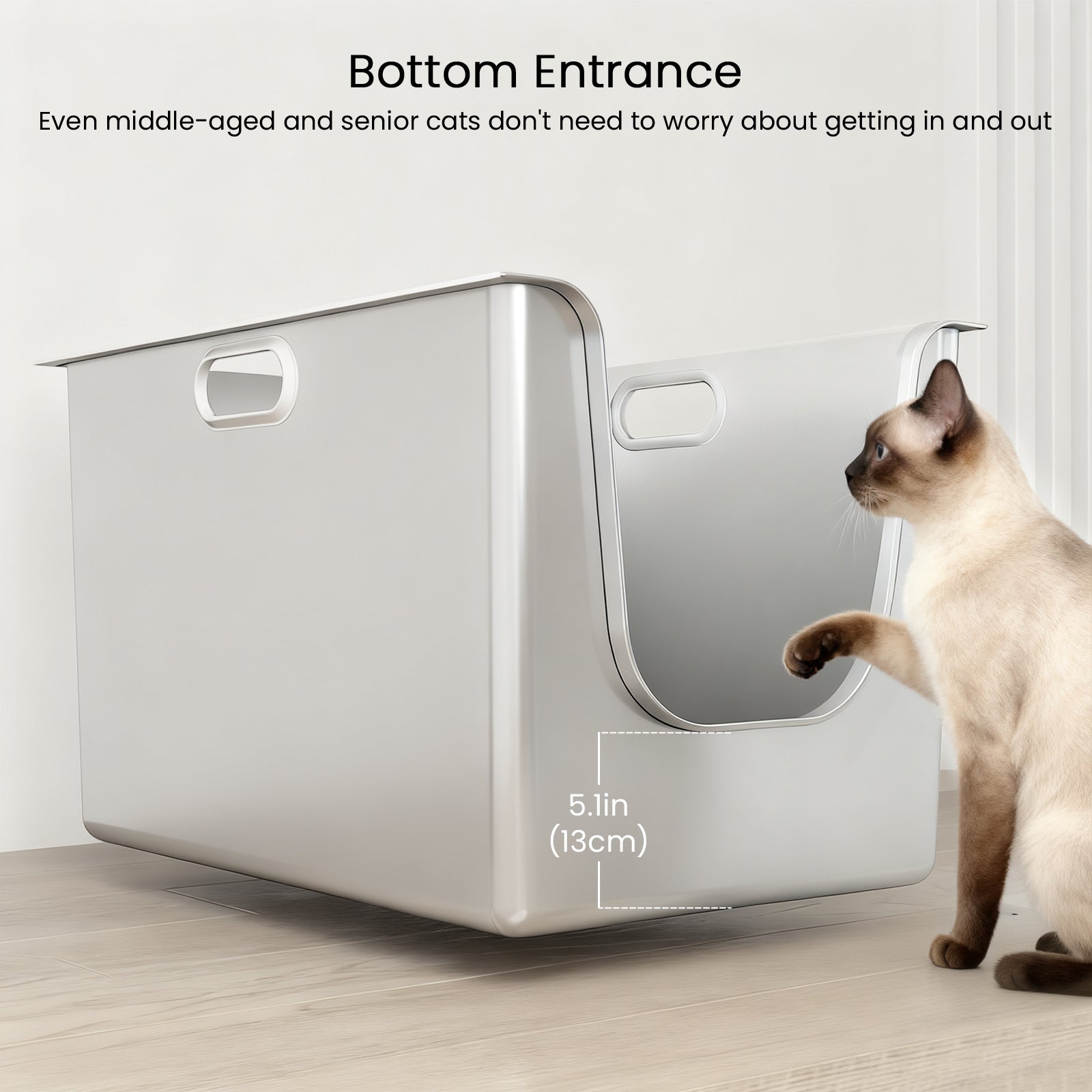 Ptlom High-Sided Cat Litter Box - Front Entry - XL