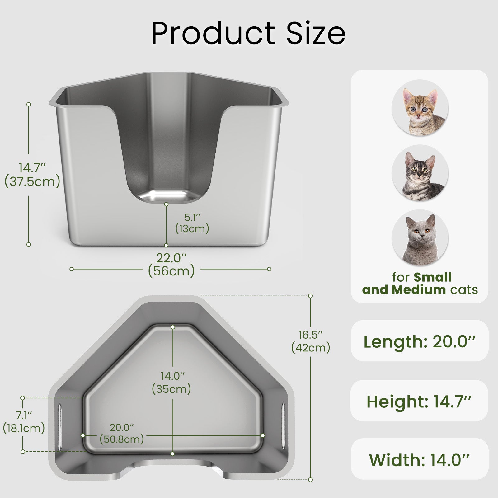 【Early Bird Christmas Sale】Ptlom High-Sided Cat Litter Box - Corner Cat Litter Box