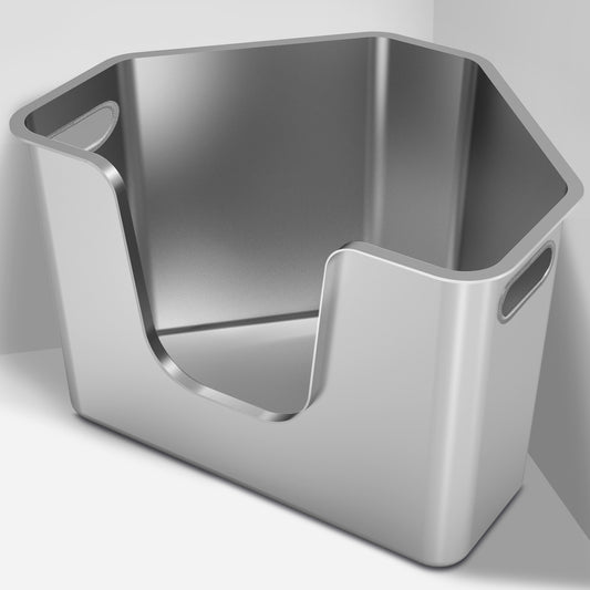Ptlom High-Sided Cat Litter Box - Corner Cat Litter Box
