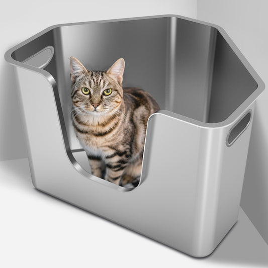 Ptlom High-Sided Cat Litter Box - Corner Cat Litter Box