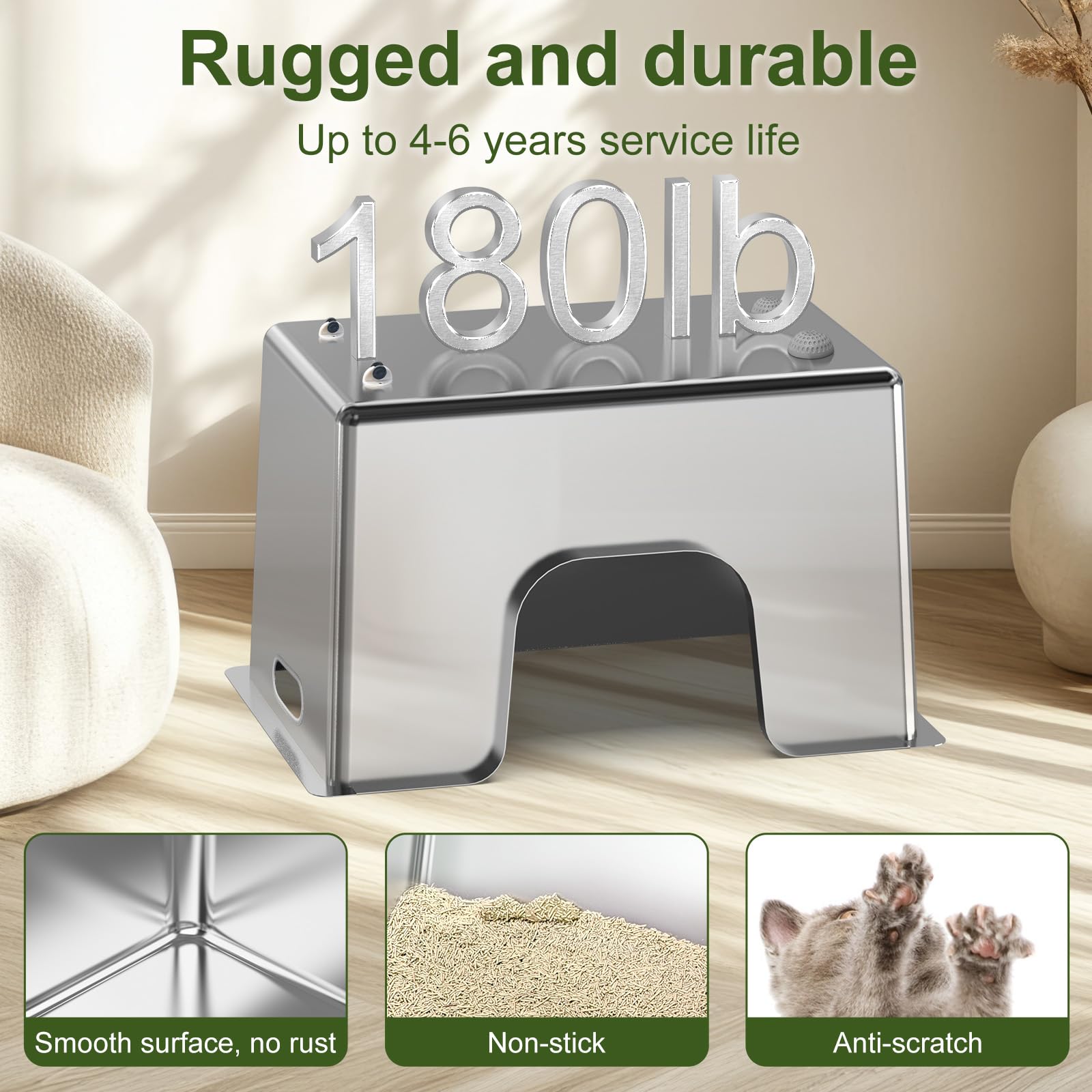 【MOTHER'S DAY SALE】Ptlom High-Sided Cat Litter Box - Front Entry