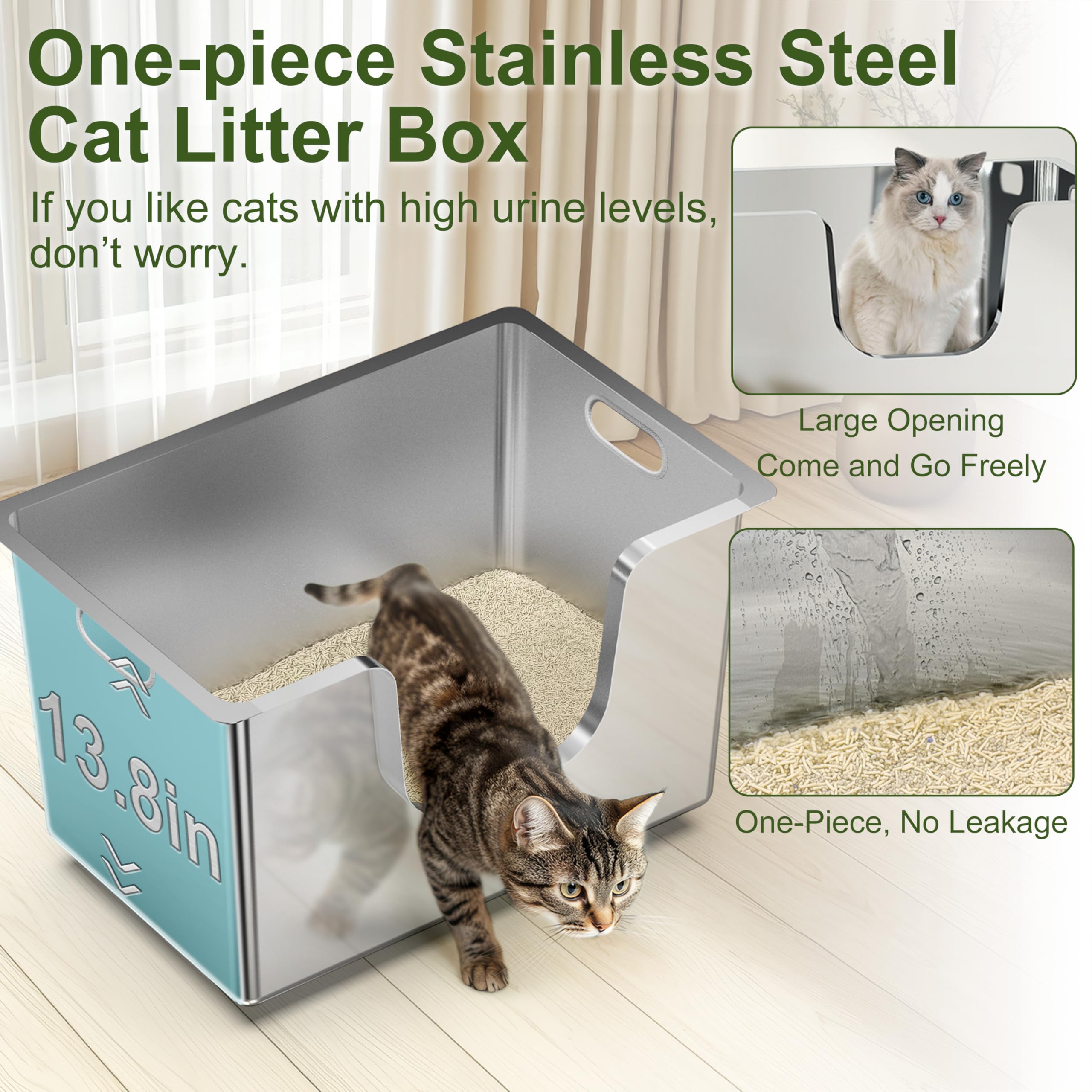 【MOTHER'S DAY SALE】Ptlom High-Sided Cat Litter Box - Front Entry