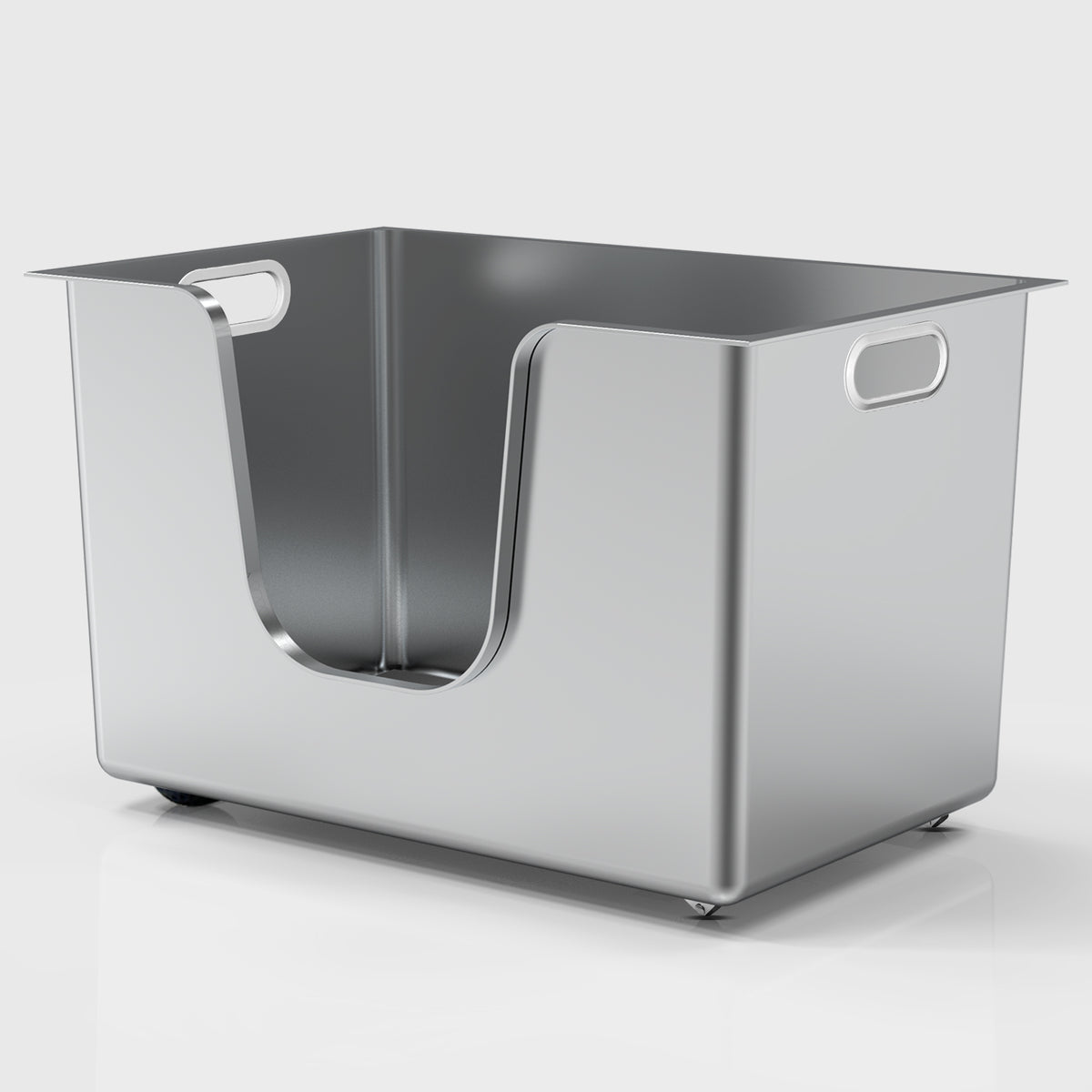 XL high-sided stainless steel cat litter box with side entry