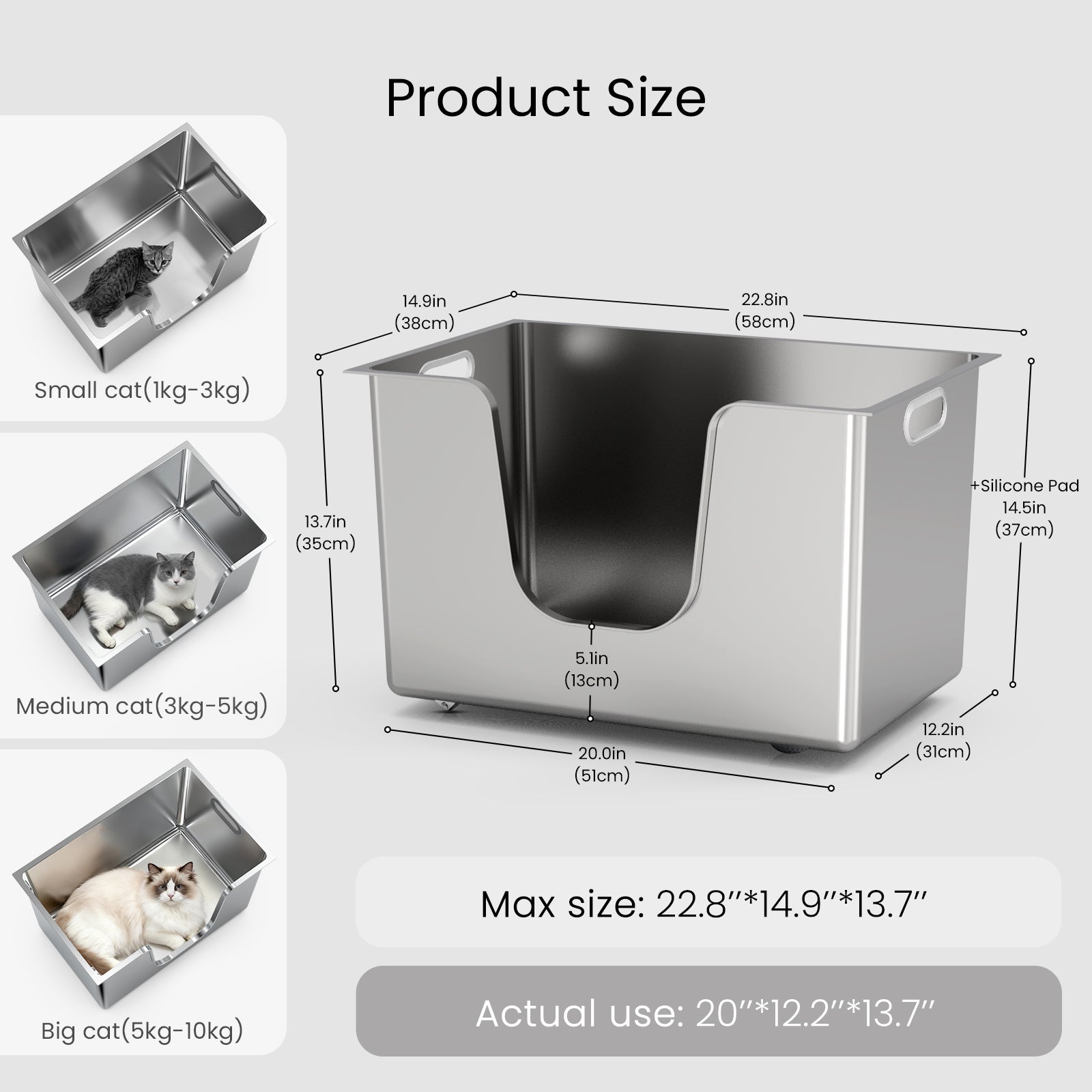 Ptlom High-Sided Cat Litter Box - Side Entry - XL