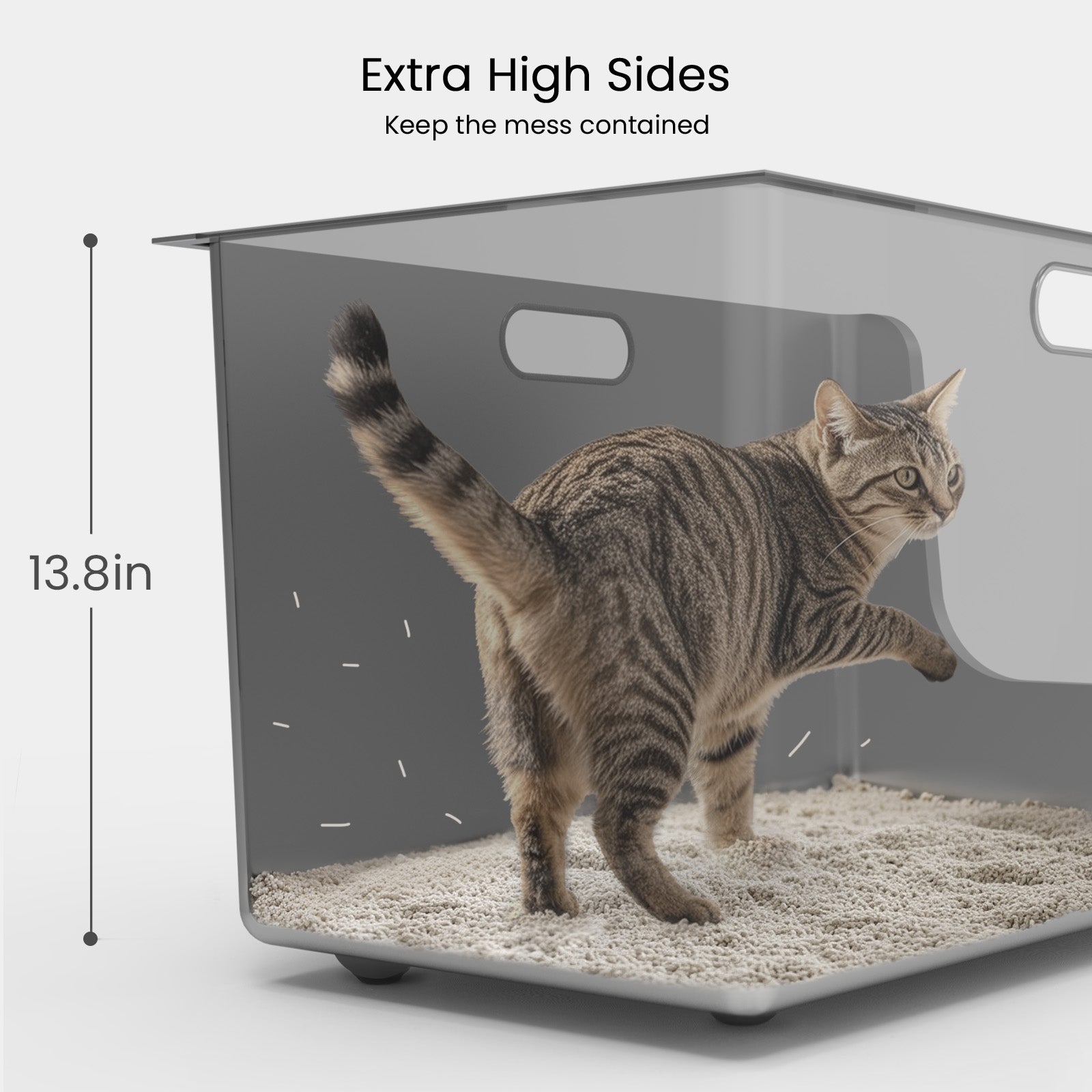 【Special Sale】Ptlom High-Sided Cat Litter Box -Side Entry