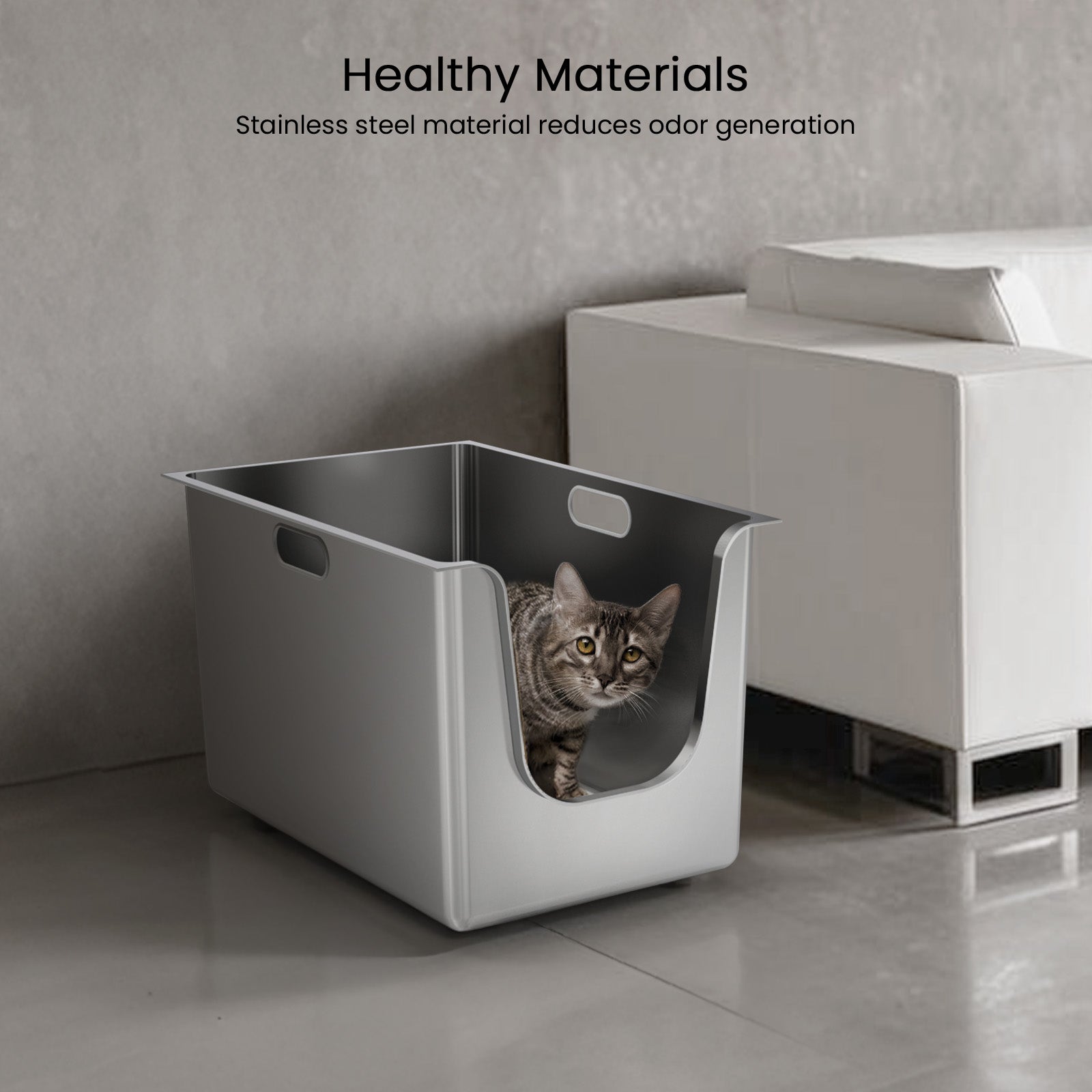 【Special Sale】Ptlom High-Sided Cat Litter Box -Side Entry