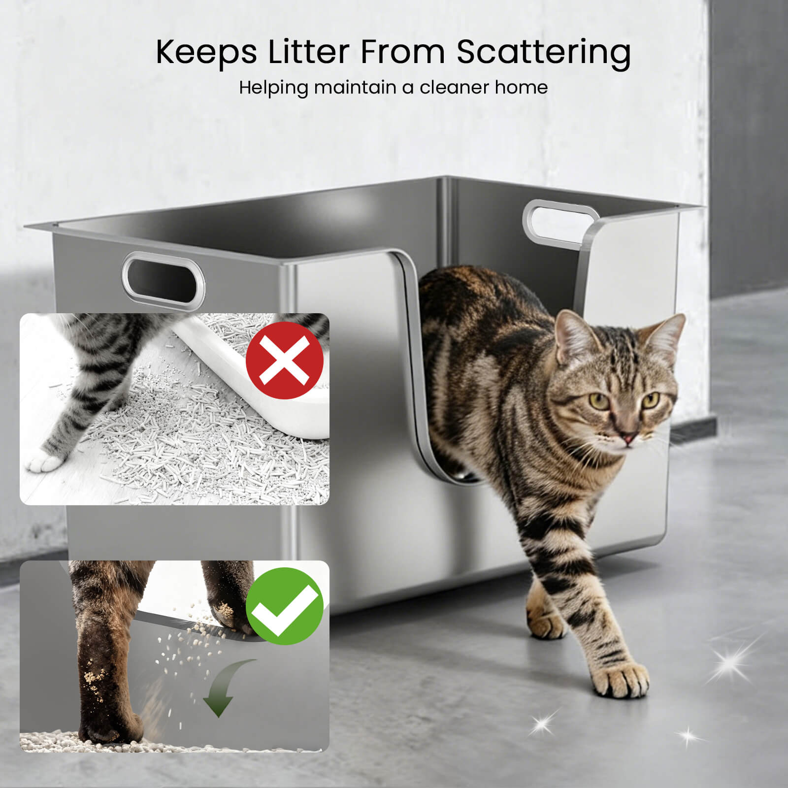 Ptlom High-Sided Cat Litter Box - Side Entry - XL