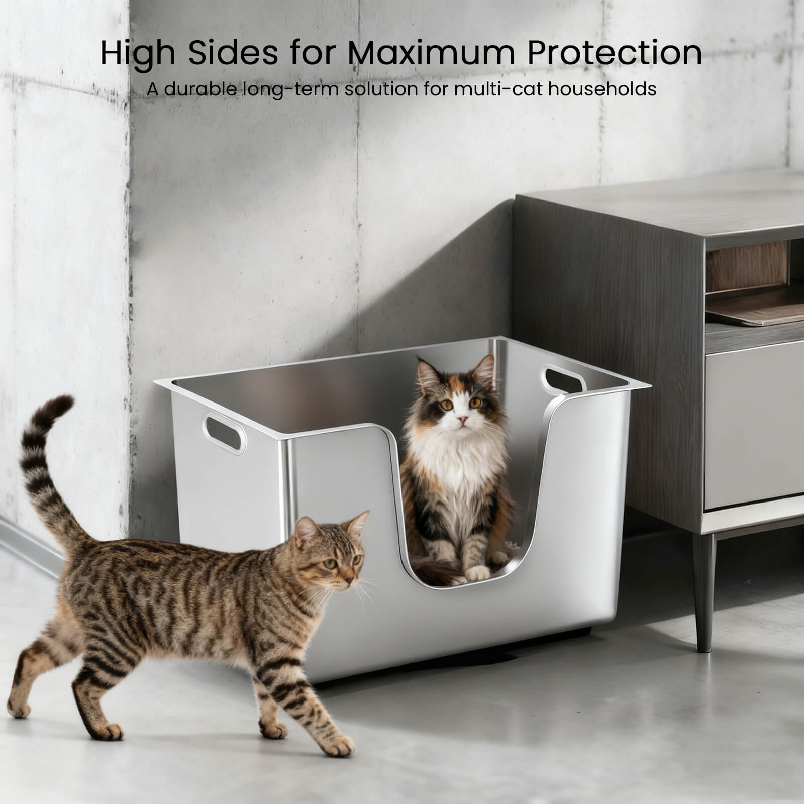 Ptlom High-Sided Cat Litter Box - Side Entry - XL