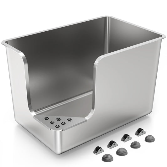 Ptlom High-Sided Cat Litter Box - Corner Entry