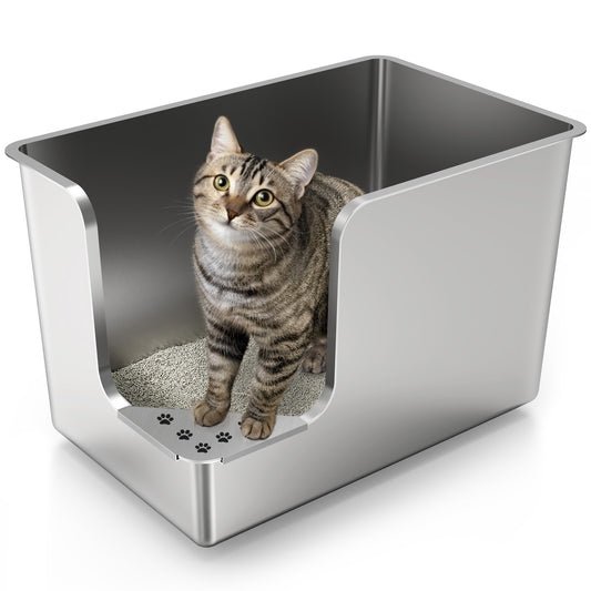 Ptlom High-Sided Cat Litter Box - Corner Entry