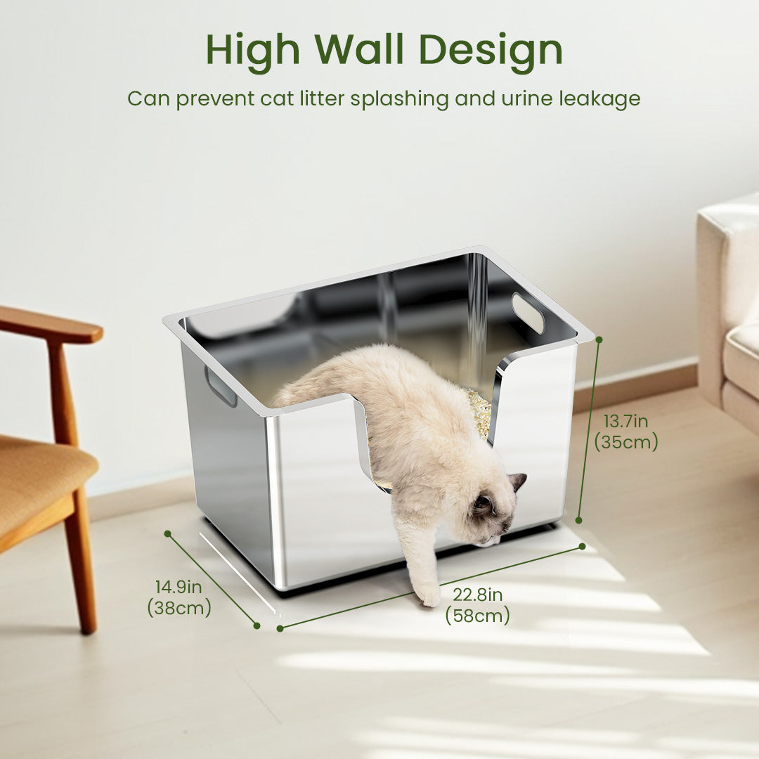 【MOTHER'S DAY SALE】Ptlom High-Sided Cat Litter Box - Front Entry