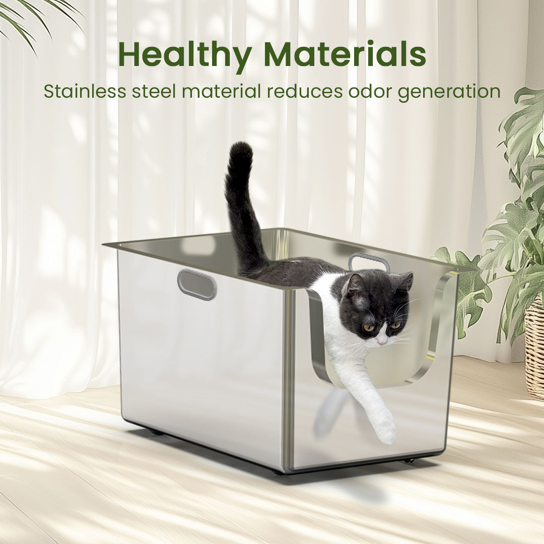 【MOTHER'S DAY SALE】Ptlom High-Sided Cat Litter Box -Side Entry