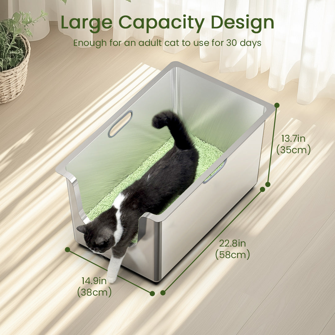 【MOTHER'S DAY SALE】Ptlom High-Sided Cat Litter Box -Side Entry